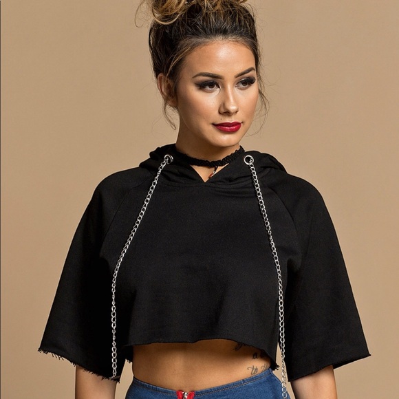 Raw cut, Cropped Hoodie - Picture 1 of 8